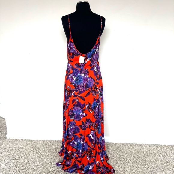 Free People Floral Maxi Dress Spaghetti Strap Backless Long Swing Dress Size 6 - Picture 5 of 12